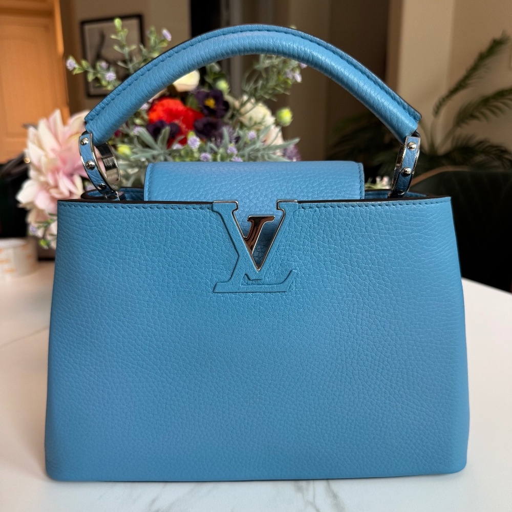 Louis Vuitton Light Blue Taurillon Leather Capucines BB Bag